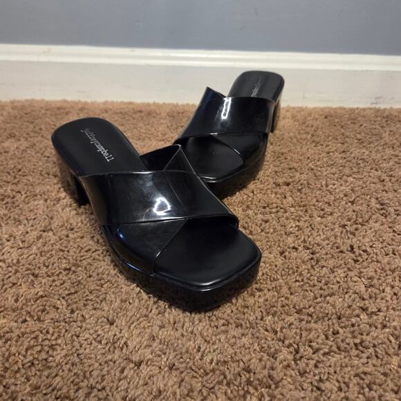 Jeffery Campbell y2k bubble platform rubber heeled slides sandals black 6 - Picture 1 of 8